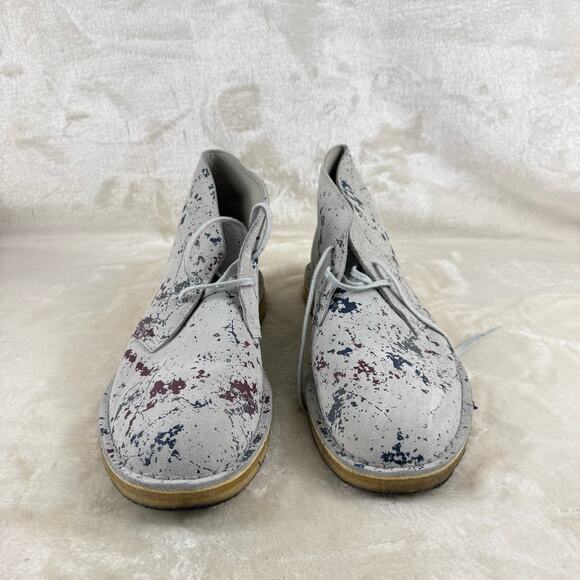 Clarks Originals Desert Boots Men\'s Size 10.5 Gray Suede Paint Splatter main image 7
